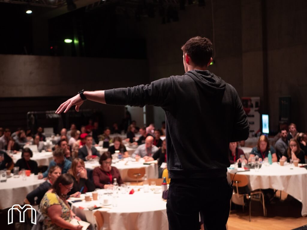 Gavin Bell delivering a keynote
